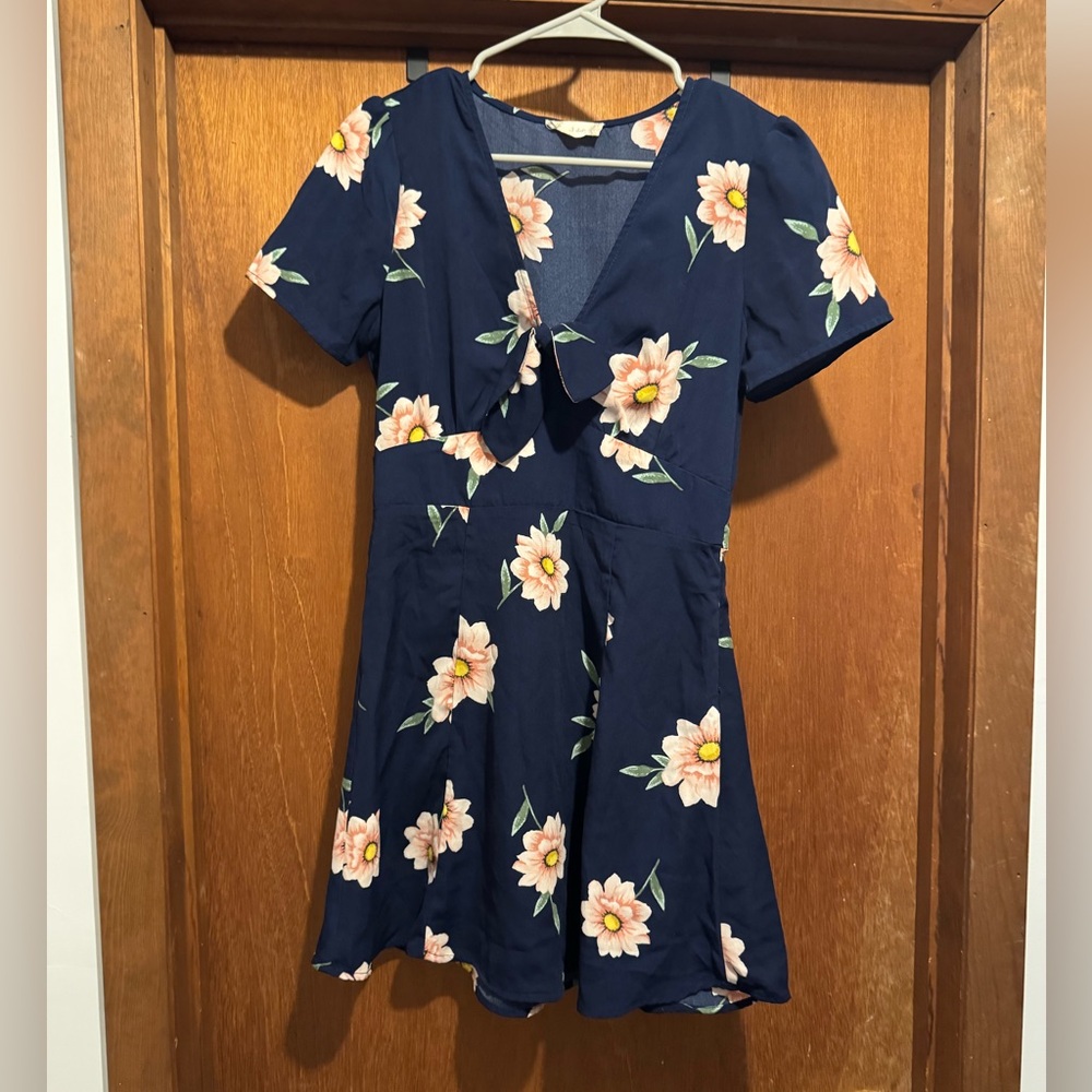 Altar'd State Navy Dress with Pink Floral Design